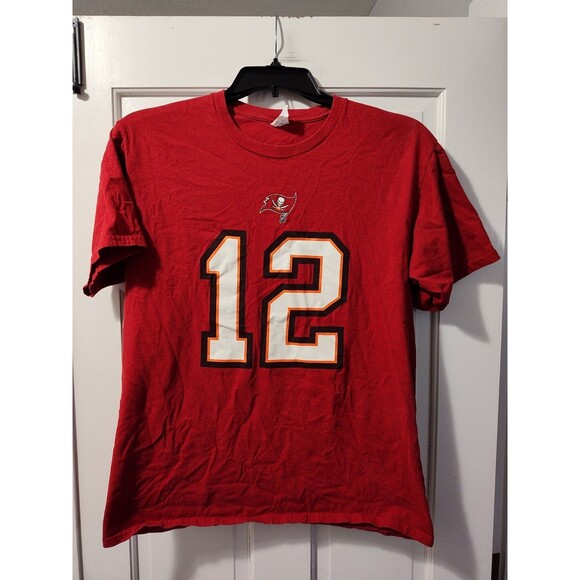 Tampa Bay Buccaneers Shirt Men's Large Red #12 Tom Brady NFL Team Apparel Adult - Picture 5 of 13